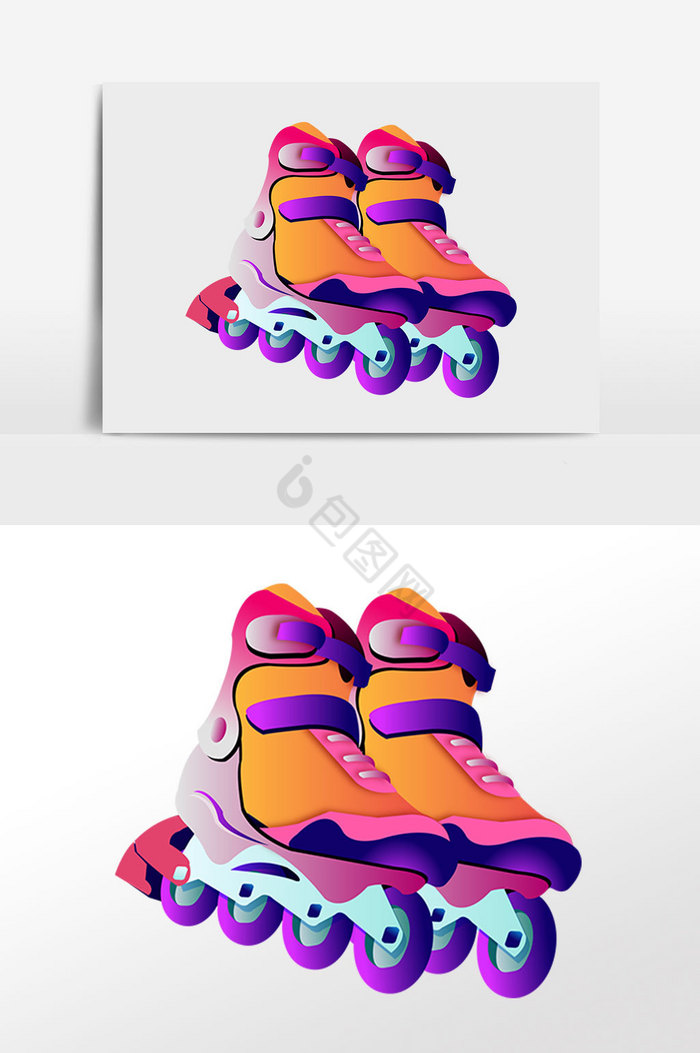 彩色滑轮鞋轮滑插画图片
