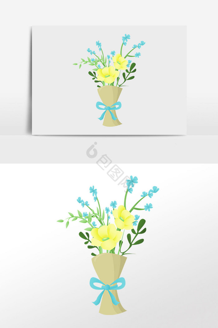 植物漂亮包装花束插画图片