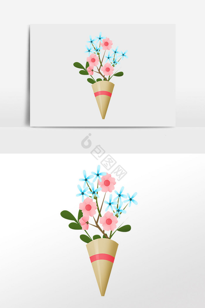 植物漂亮的花束插画图片