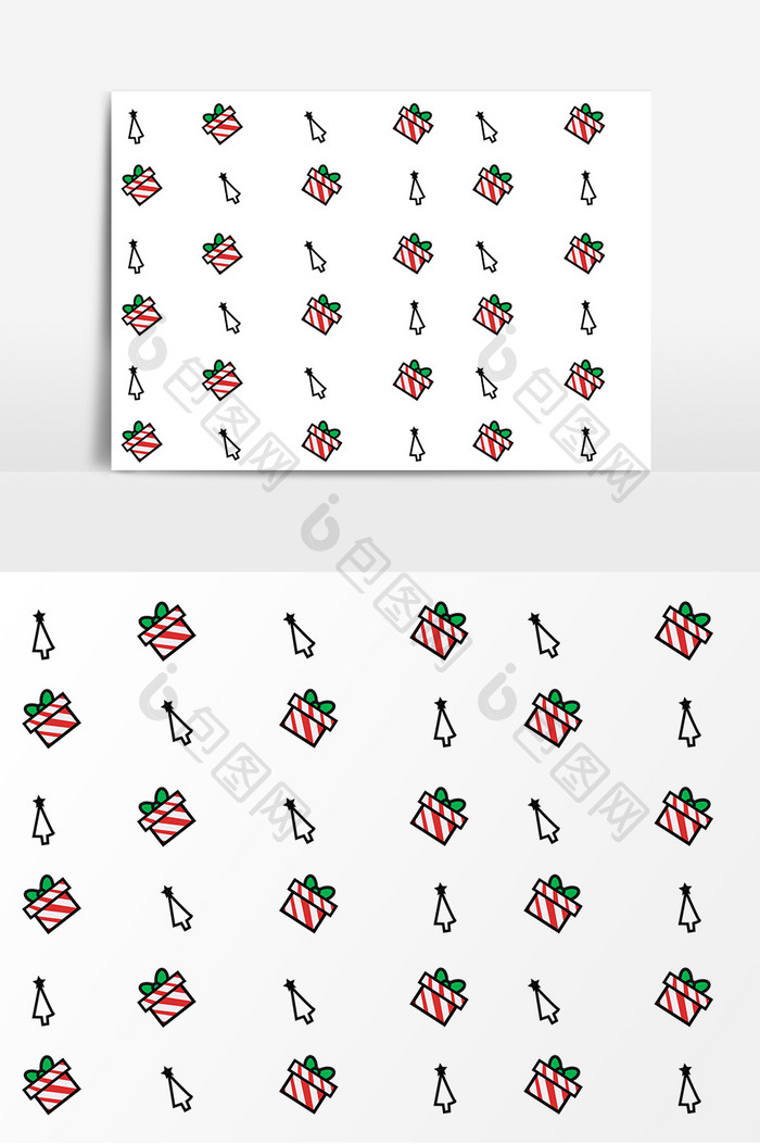 手绘松树礼盒底纹元素