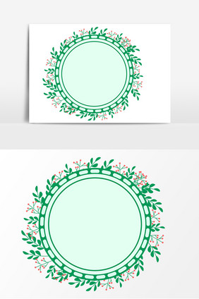 手绘春天绿色植物边框素材