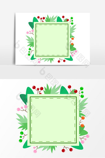 绿色春季边植物框元素图片