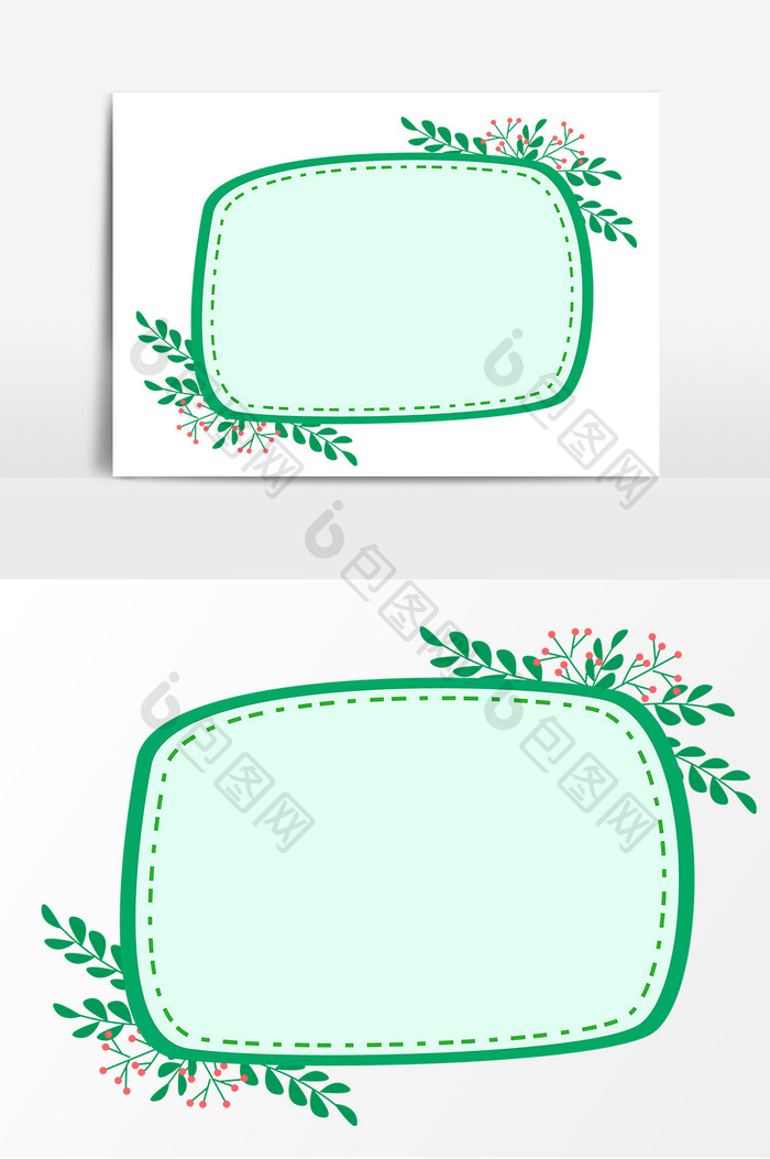 绿色边框植物元素设计