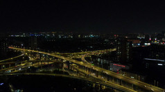 航拍江苏南京城市交通夜景立交桥高架桥