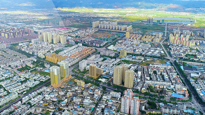 航拍云南中城城市风光超清视频素材