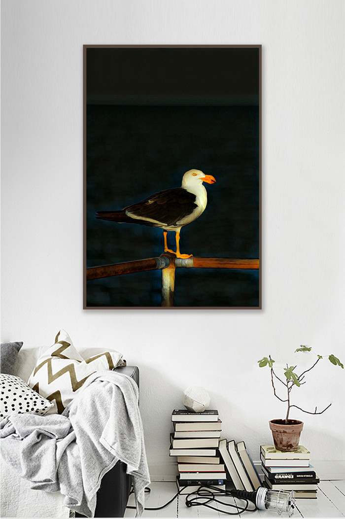 油画艺术海鸟装饰画图片