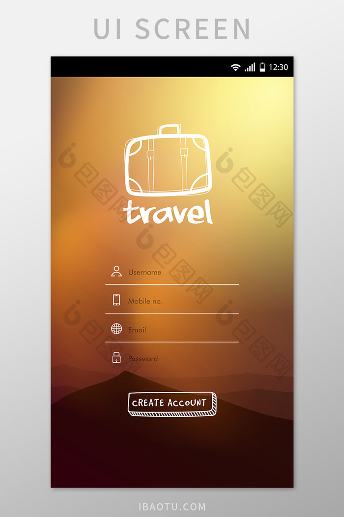 旅游类注册登录移动界面UI矢量素材图片图片
