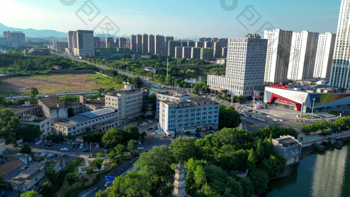 航拍江西上饶信江五桂塔图片-包图网企业站