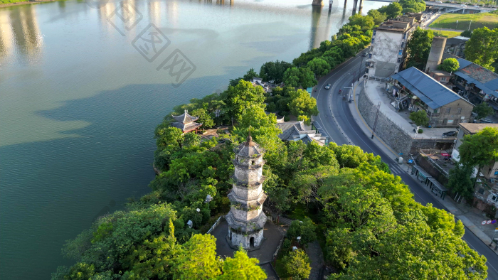 航拍江西上饶信江五桂塔图片-包图网企业站
