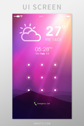 梦幻锁屏移动界面UI矢量素材
