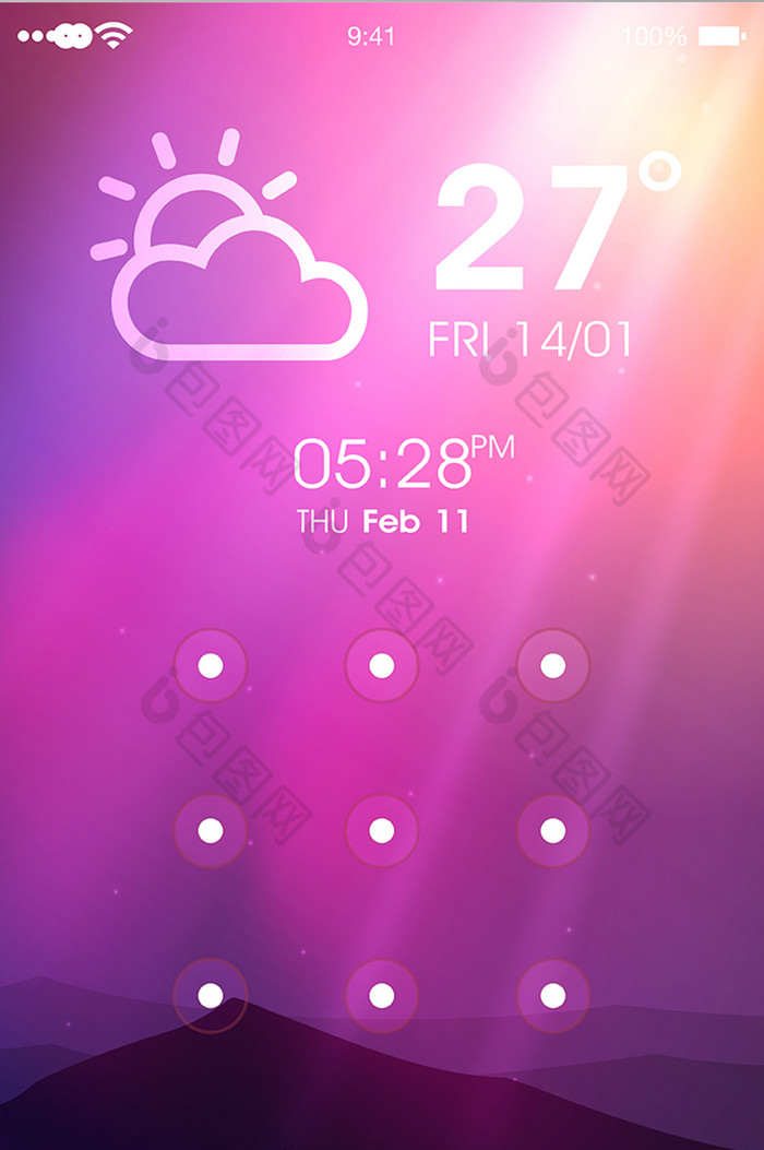 梦幻锁屏移动界面ui矢量素材