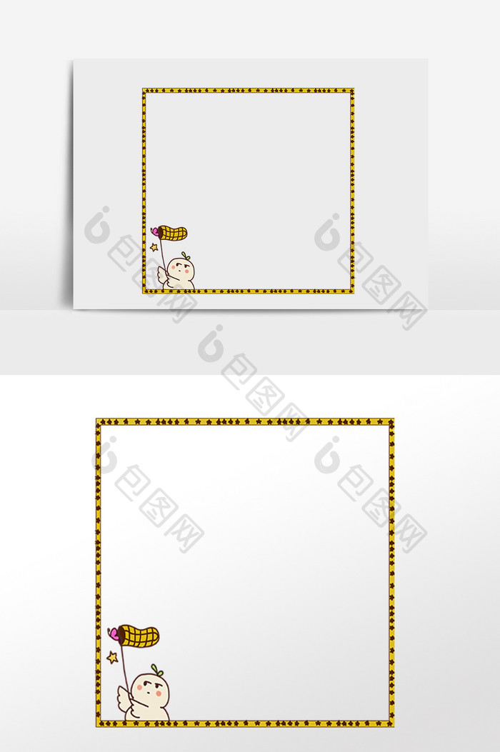 手绘可爱方形卡通边框插画