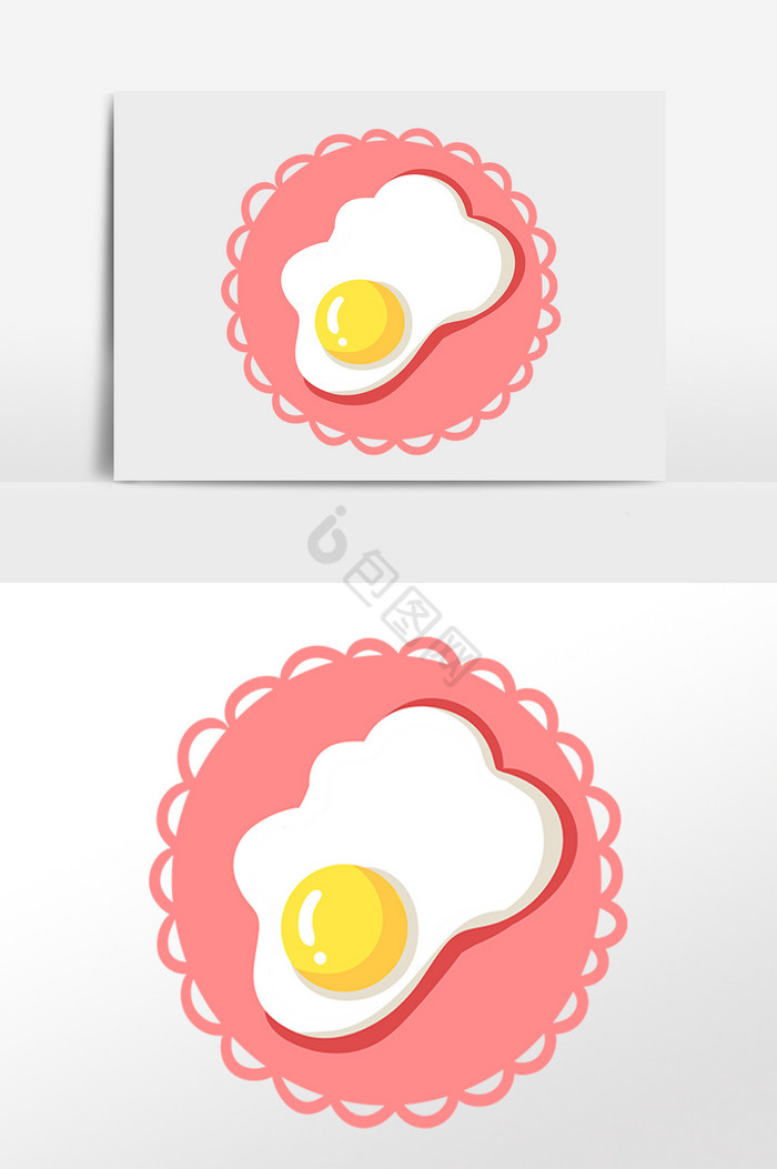 美味小吃早餐煎蛋插画图片
