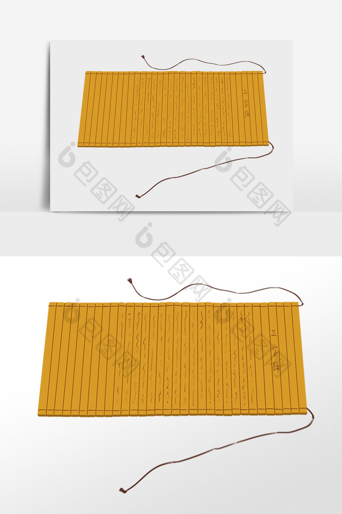 小物卷轴竹板插画