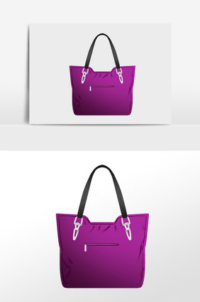 手绘女性名牌紫色包包插画