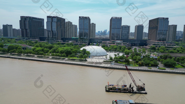 航拍宁波甬江公园珍珠贝图片-包图网企业站