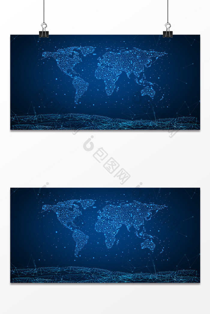 蓝色科技商务企业全球海报背景