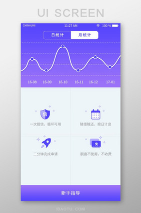 蓝紫渐变简约风数据信息统计界面设计