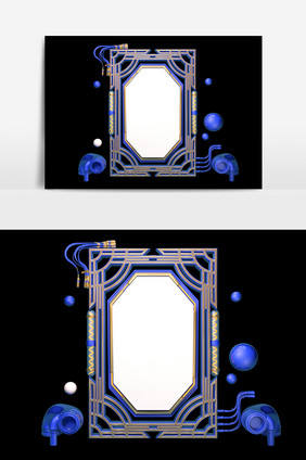 C4D立体简约科技感边框元素