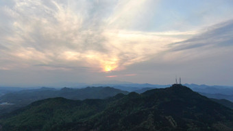 航拍山川日落晚霞夕阳