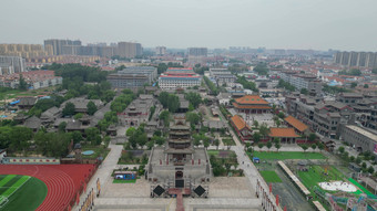 航拍山东菏泽水浒好汉城4a景区