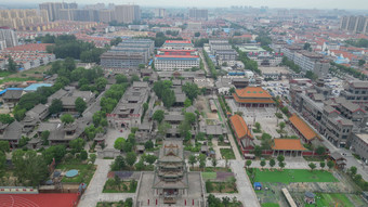 航拍山东菏泽水浒好汉城4a景区