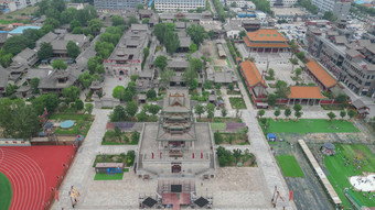 航拍山东菏泽水浒好汉城4a景区