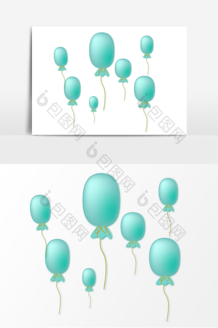 手绘蓝色气球元素设计