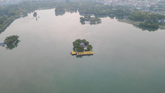 航拍山东济南大明湖景区5A景区