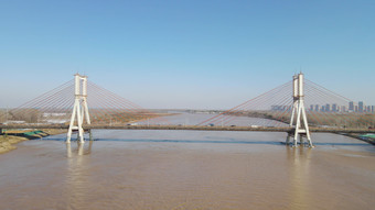 航拍山东济南黄河大桥