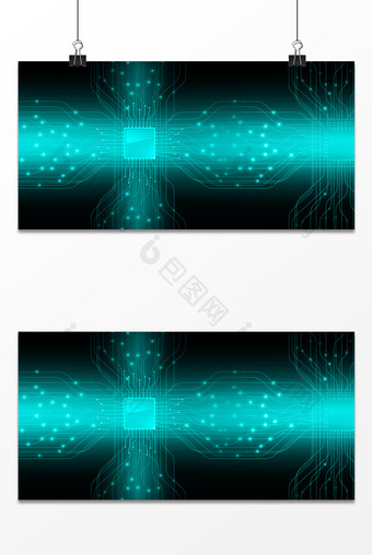 绿色清新科技感芯片线条信息时代背景图片