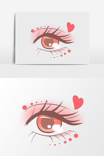 手绘卡通小清新红色翘睫毛眼睛小元素图片