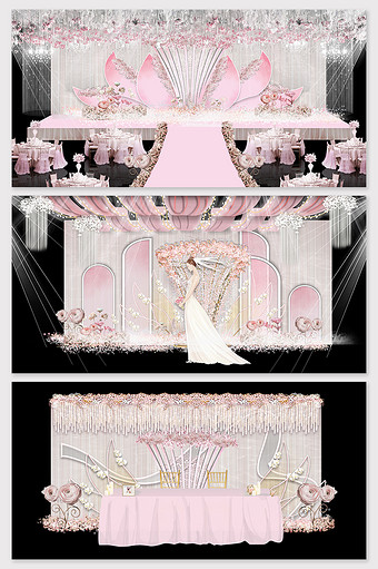 唯美粉色大气欧式婚礼效果图图片