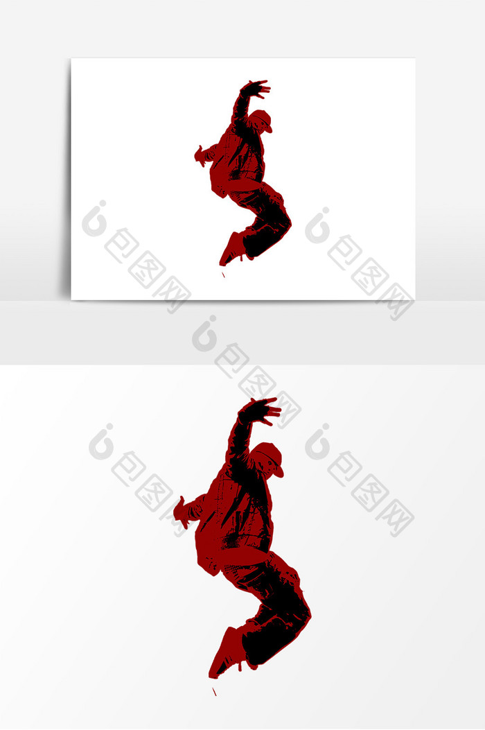 人物舞蹈插画红色黑色元素