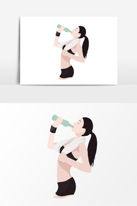 喝水运动女运动元素