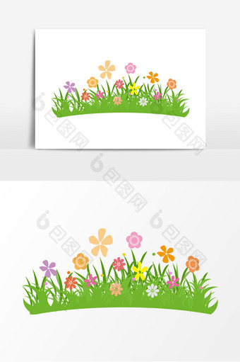 花丛鲜花植物卡通元素图片