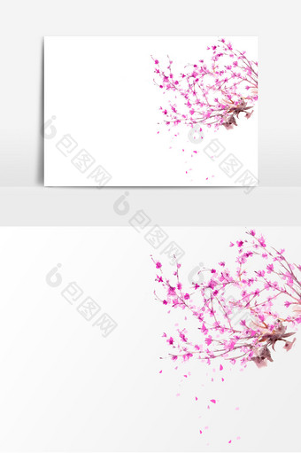 春天桃花树枝粉色花瓣元素图片