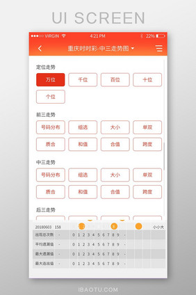 红色渐变彩票APP彩种选择UI移动界面