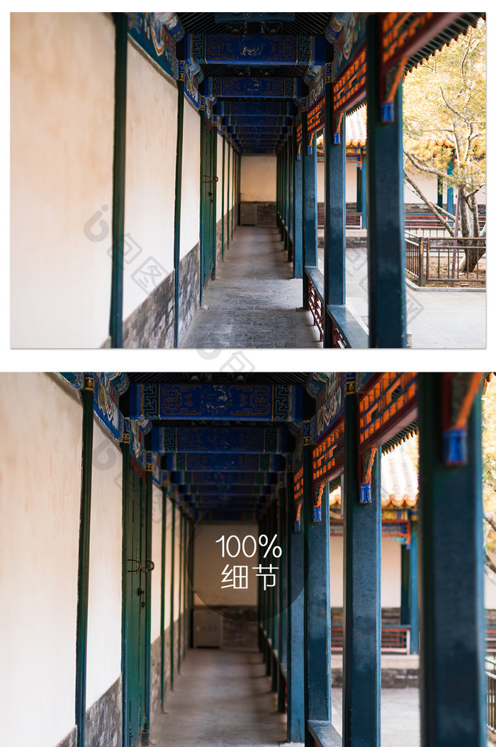 颐和园古风长廊空间摄影图片