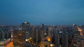 航拍天津城市夜景