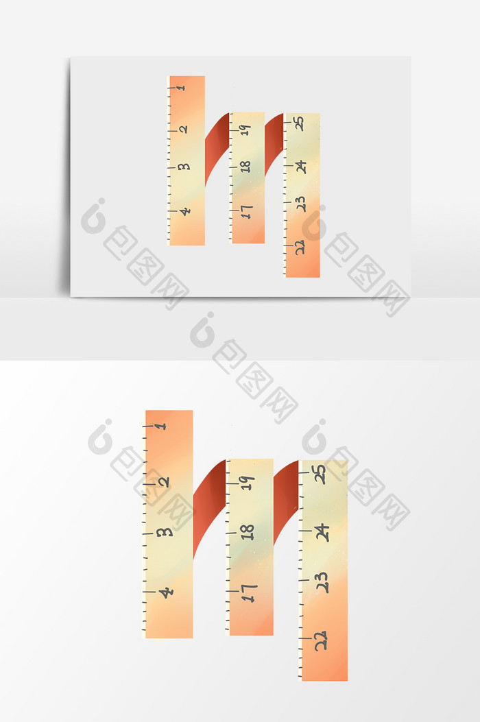 手绘卡通小清新黄色米尺运动小元素