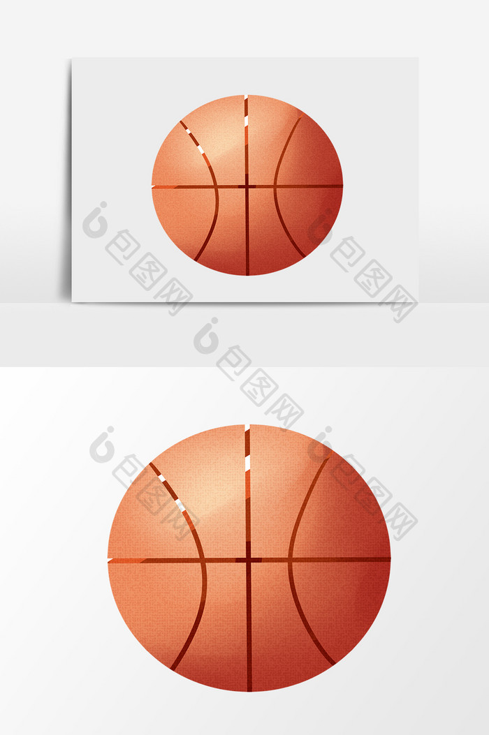 手绘卡通小清新红色篮球运动小元素
