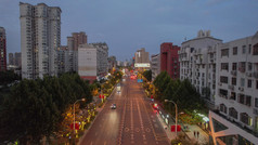 航拍无锡城市交通大道车流夜景