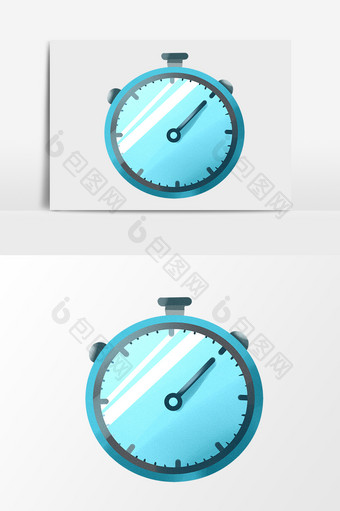 手绘卡通小清新运动蓝色计时器小元素图片