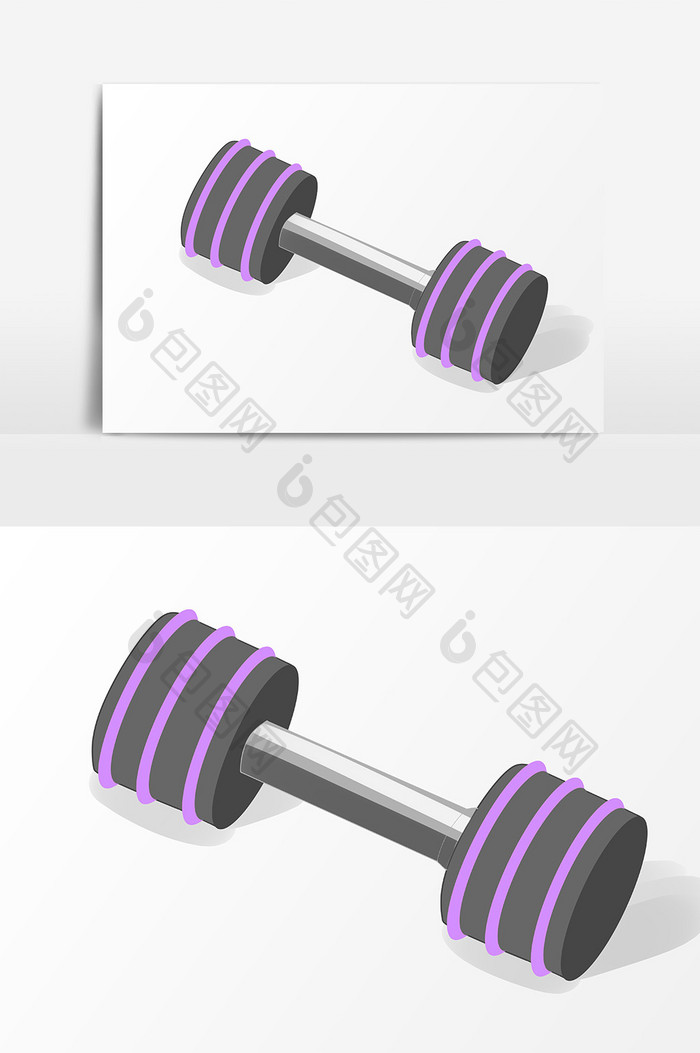 紫色简约哑铃运动减肥健身元素