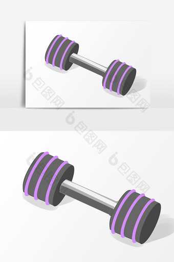 紫色简约哑铃运动减肥健身元素图片
