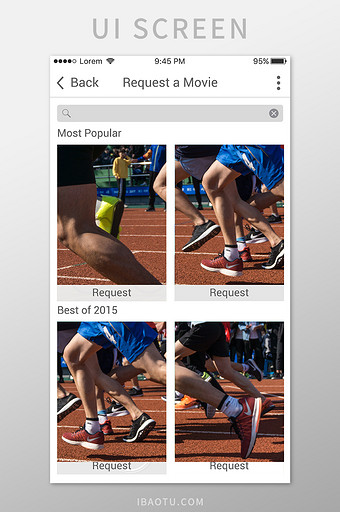 搜索体育运动类分类选择移动UI矢量素材图片