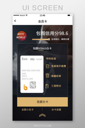 白卡办卡页面权益办卡白条卡暗色系图标
