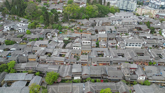 航拍云南丽江古城5A景区