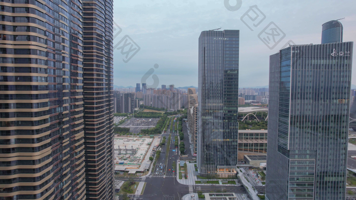 航拍浙江杭州奥体中心商圈高楼图片-包图网企业站